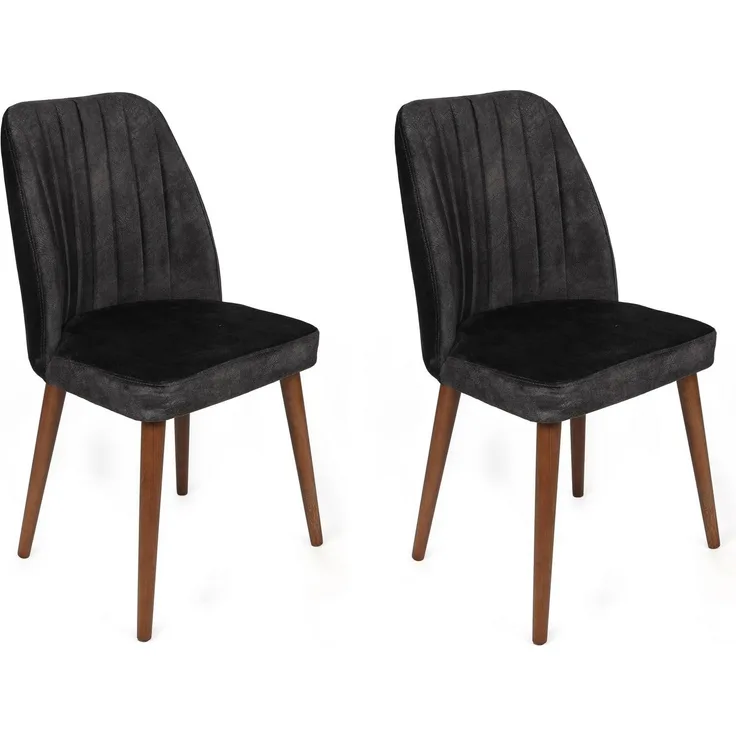 Skye Decor 'Alfa-467 V2' Stuhlset (2-teilig), Anthrazit / Walnuss, 50 x 90 x 49 cm