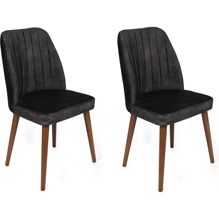 Skye Decor 'Alfa-467 V2' Stuhlset (2-teilig), Anthrazit / Walnuss, 50 x 90 x 49 cm – Bild 1