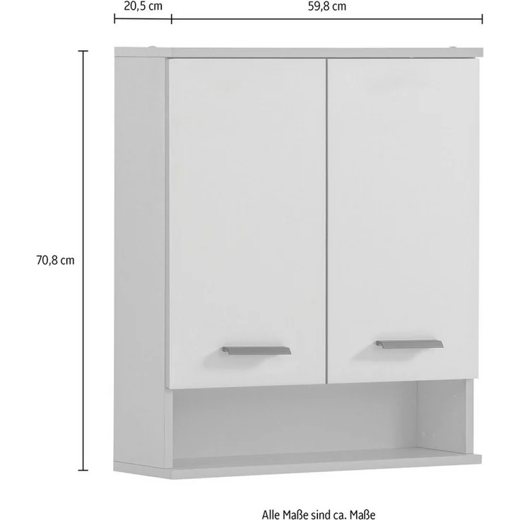 Schildmeyer Hängeschrank Palermo, Holzwerkstoff, Mattweiß/Artisan Eiche Dekor, 59,8 x 20,5 x 70,8 cm (B/T/H) – Bild 3