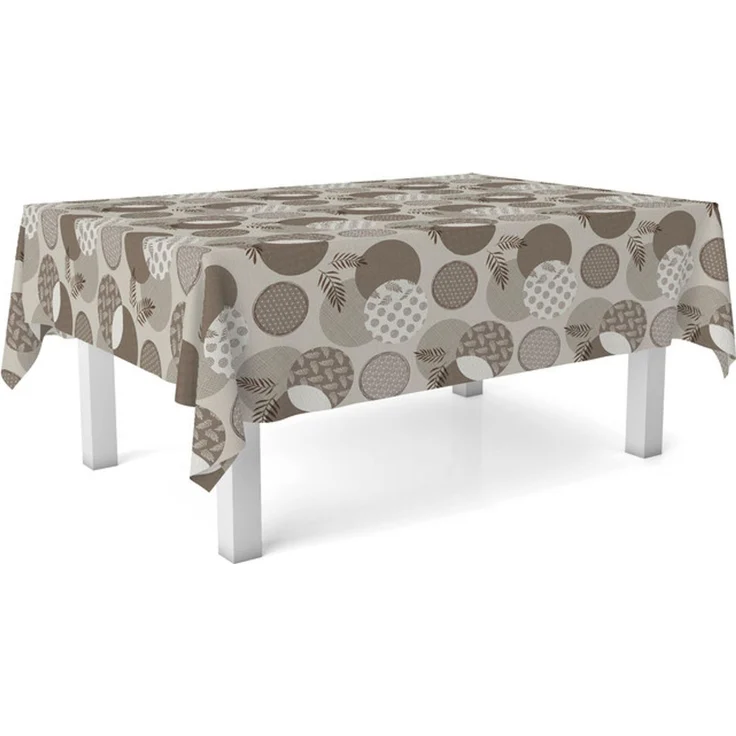 ECOMMERC3 Fleckabweisende Tischdecke für rechteckigen Tisch, Größe 240x140 cm | Schmutzabweisende Tischdecke, extra weich und wasserdicht, Lens BRAUN