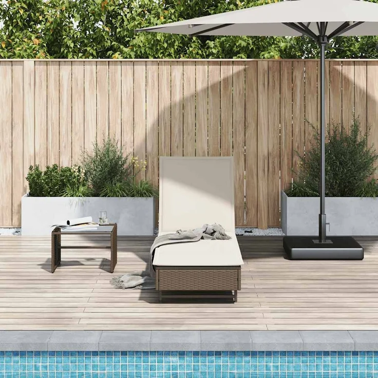 vidaXL Sonnenliege mit Rollen und Auflage Braun Poly Rattan 4104034 – Bild 2