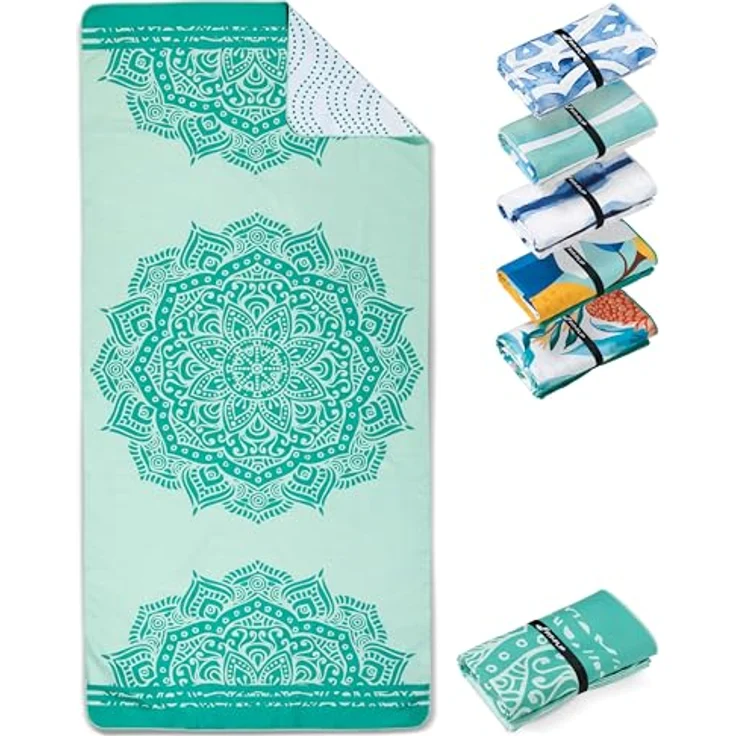 Fit-Flip Strandtuch XXL Mikrofaser, leicht und schnelltrocknend, 100% recyceltes Badetuch, Mandala, 160x90cm – Bild 1