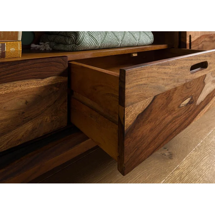 Massivmoebel24 TV-Board (Sheesham 220 x 40 x 48 dunkelbraun lackiert MAILAND #227) – Bild 5