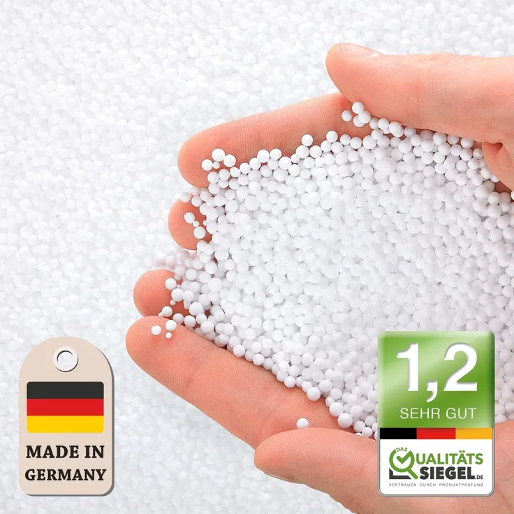 Green Bean® 430 Liter Hochwertige Mikro-EPS Perlen 0,5-1 mm aus deutscher Produktion für Sitzsack-Füllung | Styropor-Kügelchen Nachfüllpack Kissen-Füllung Mikroperlen Stillkissen