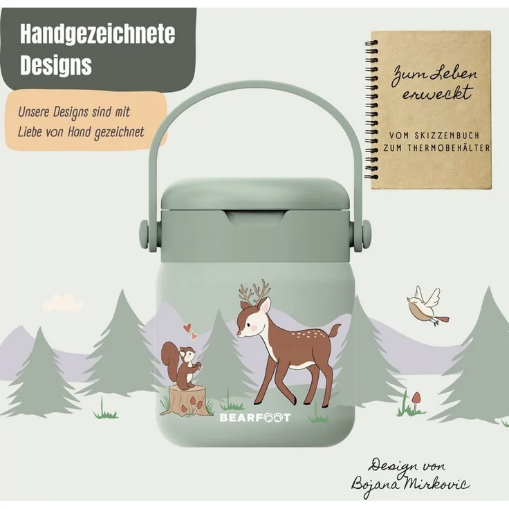 BEARFOOT Trinkflasche Thermobehälter Kinder Edelstahl - Reh Sabei, Thermobehälter, auslaufsicher, Edelstahl, Food jar, BPA-frei – Bild 4