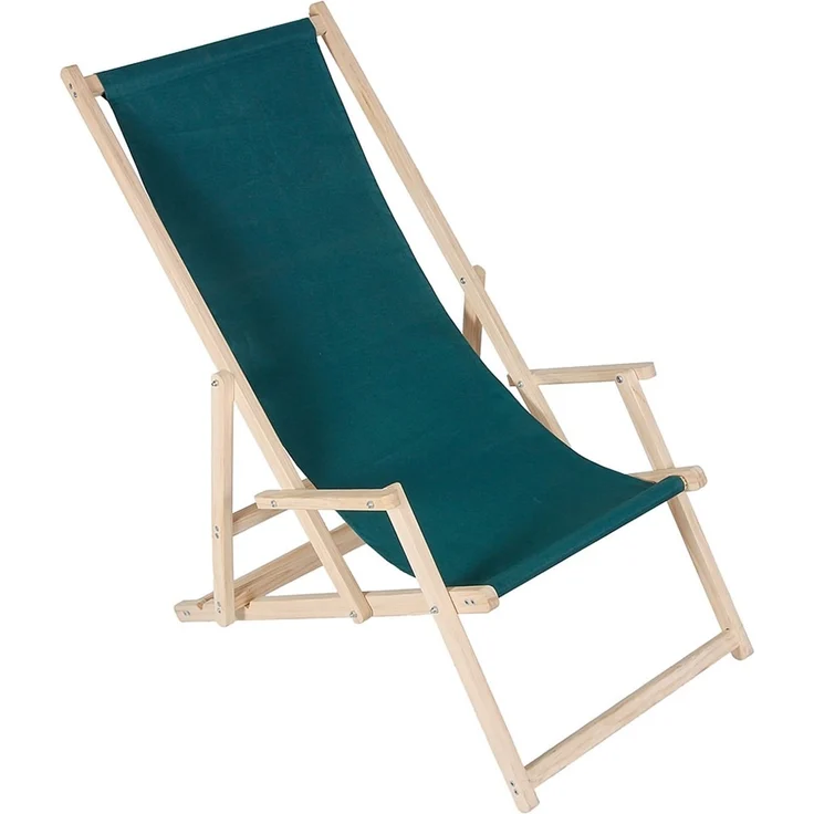 Sonnenliege Armlehne Grün Strand Campingstuhl Holz klappbar Faltsitz Balkon – Bild 1