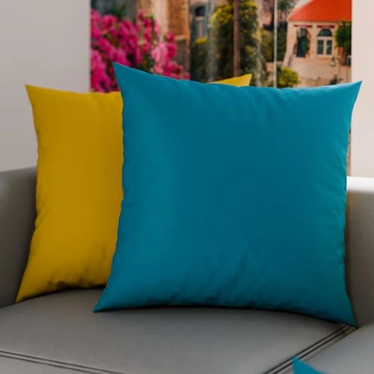 PETTI Artigiani Italiani - 2er-Set Kissenbezüge 70x40 cm aus Mikrofaser, Dekokissen-Bezüge für Schlafzimmer und Sofa, Set mit 2 Kissenhüllen, Wende-Kissenbezug Double-Face Hellblau Gelb – Bild 1