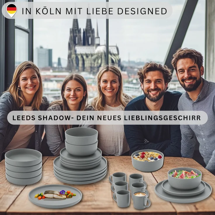 SÄNGER Steingut Speiseteller Leeds Shadow 6 teilig – Bild 6