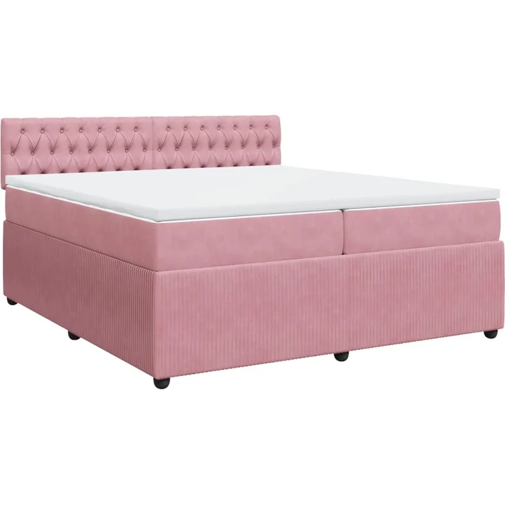 vidaXL Boxspringbett mit Matratze Rosa 200x200 cm Samt 3287841 – Bild 2