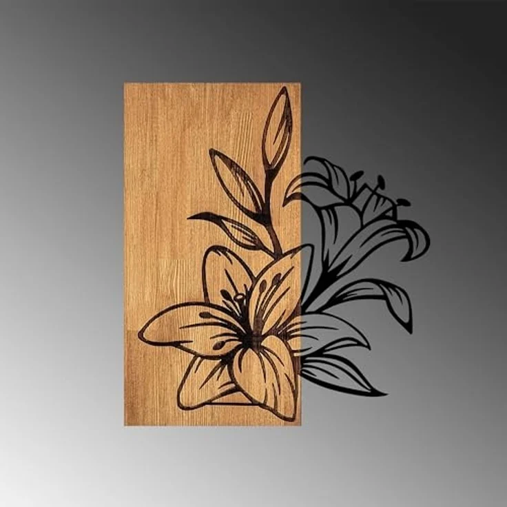 Wallity 'MA-280' Dekoratives Wandaccessoire aus Holz, Walnuss / Schwarz, 58 x 52 cm – Bild 5