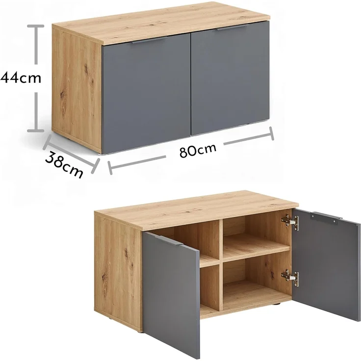 HBZ Schuhbank Lagos, Garderobenbank BxHxT 80x44x38 cm (1-St), Mit 2 Türen und 2 Einlegeböden – Bild 3