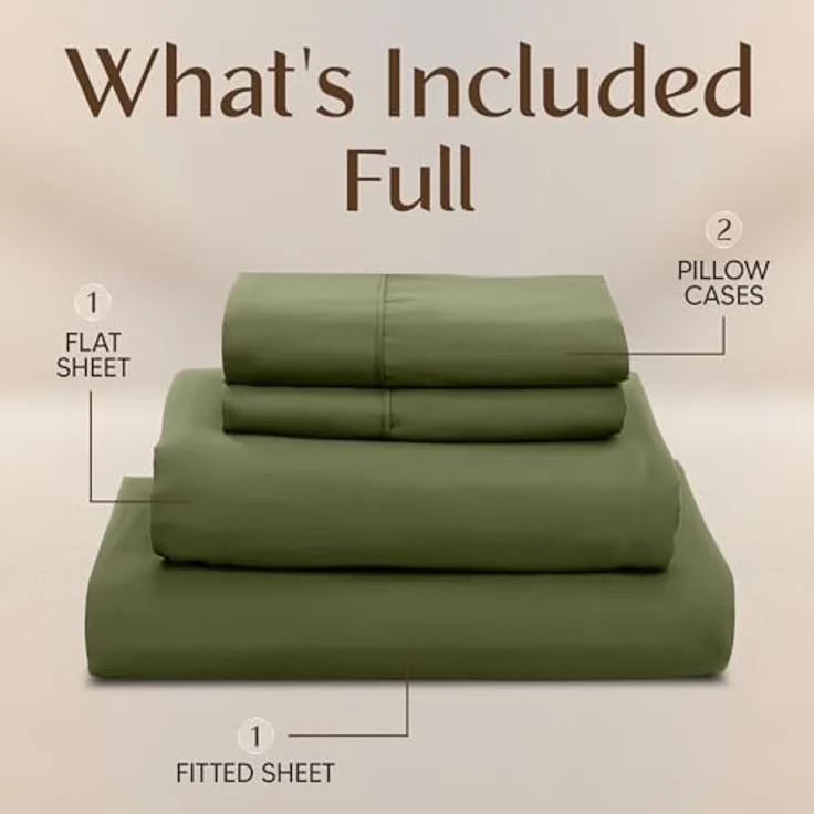 Utopia Bedding Bettwäsche-Set – 4-teiliges Bettwäsche-Set – gebürstete Mikrofaser – schrumpffrei und lichtbeständig – pflegeleicht (voll, olivgrün) – Bild 4
