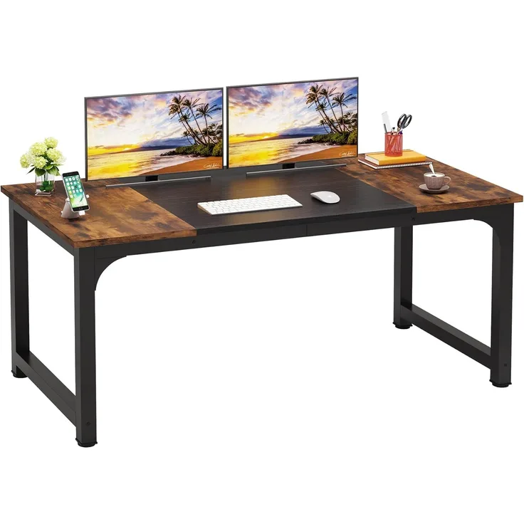 LITTLE TREE 63-Zoll-Großschreibtisch für Führungskräfte, einfacher Computerarbeitsplatz mit 31,5-Zoll-Extrabreit-Arbeitsplatte für das Homeoffice