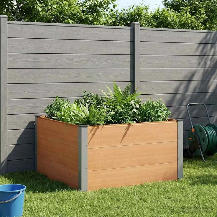 vidaXL Hochbeet Braun 100 x 100 x 54 cm WPC und Aluminium 42038998 – Bild 1