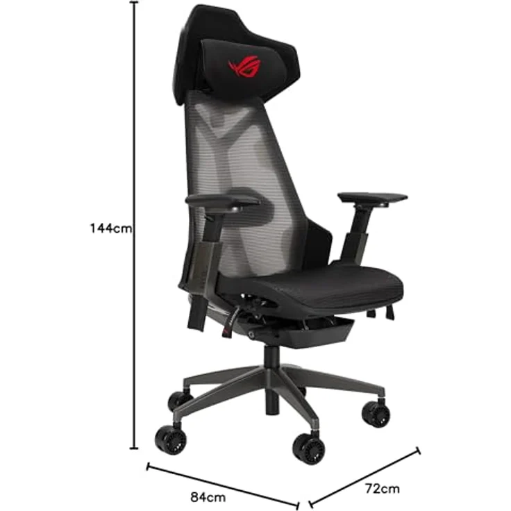 ASUS ROG Destrier Gaming Chair Büro Stuhl - Schwarz - Mesh - Bis zu 150 kg – Bild 4