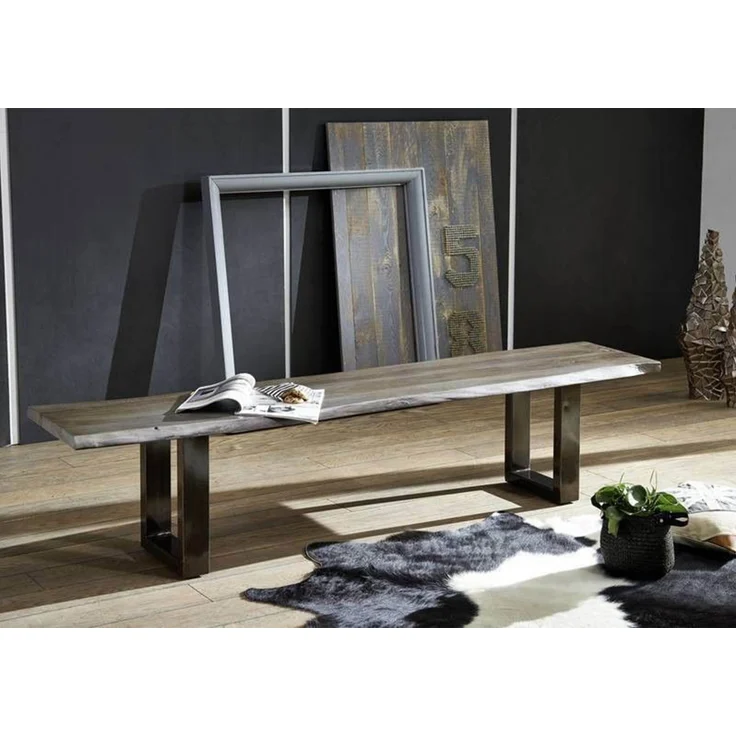Baumbank Sheesham 160x38x45 smoked oak lackiert Plattenstärke 3,5cm FREEFORM #0307 – Bild 5