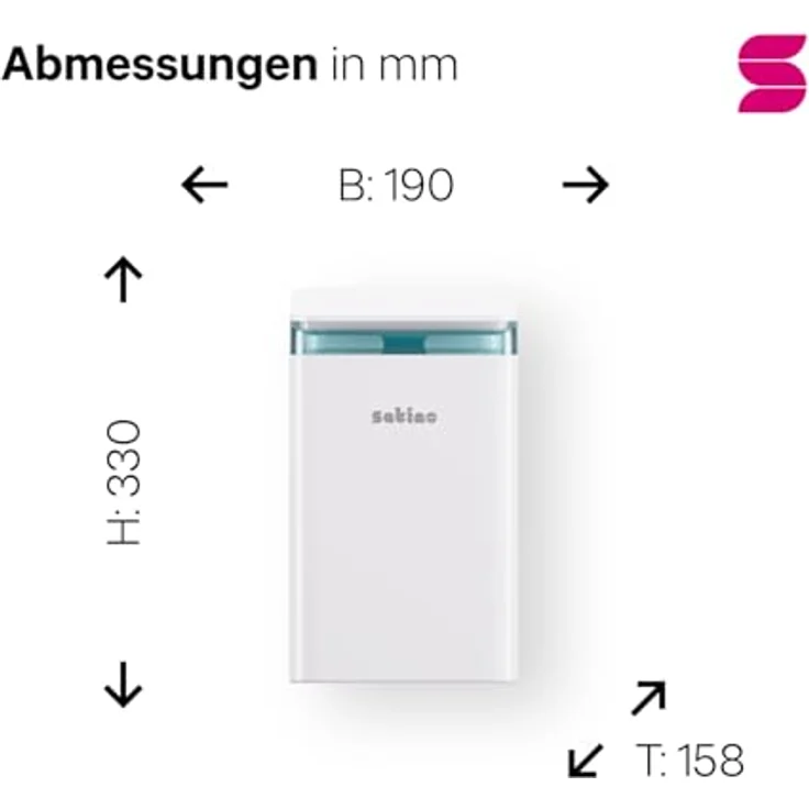 Satino 5l Mülleimer Bad, Kosmetikeimer mit Deckel, wandmontierbar oder standfest, schwarz oder weiß, Made in Germany – Bild 3