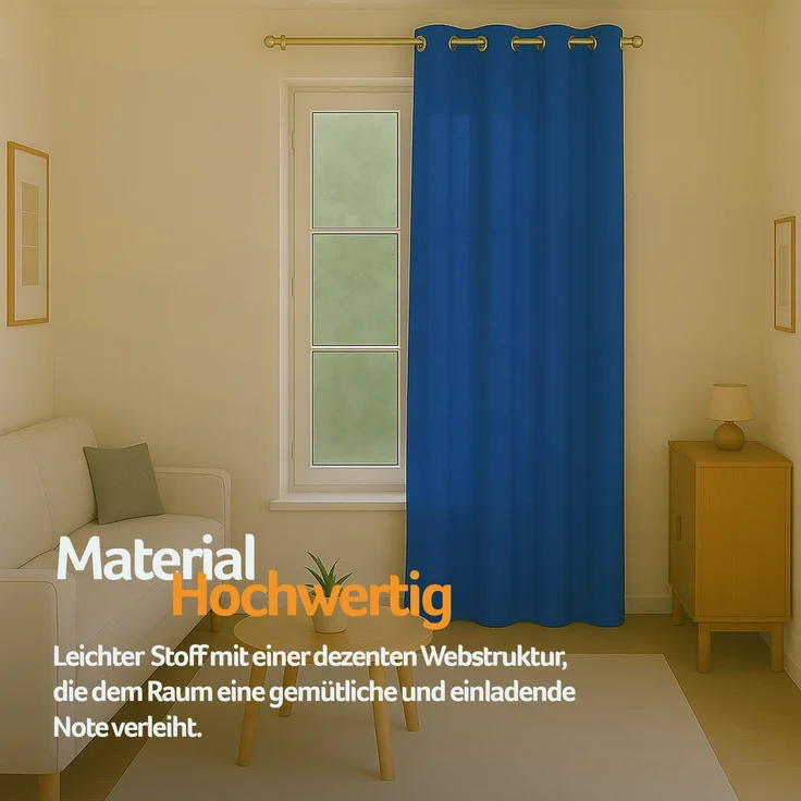 Bestlivings Blickdichte, Gardine mit Ösen, in vielen Größen und Farben Blau 140x245 cm – Bild 4