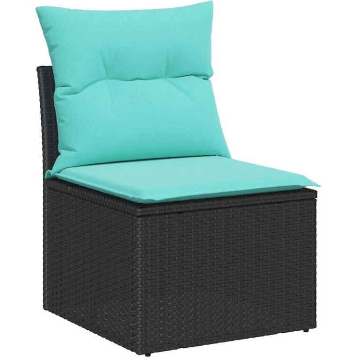 vidaXL Sofa Set mit Kissen 6 pcs Schwarz und Türkis Poly-Rattan 3354785 – Bild 5