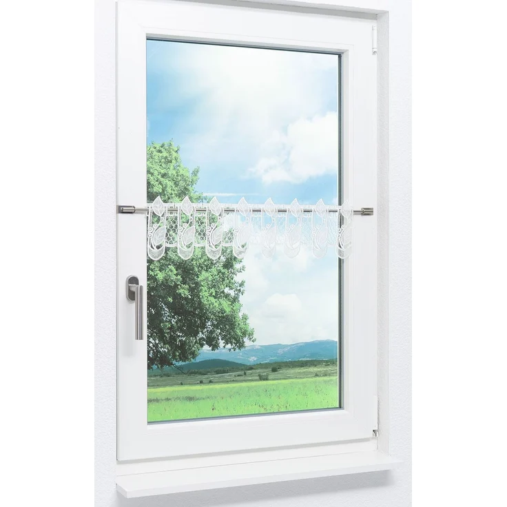 Scheibengardine Plauener Spitze Blättergirlande #1W (Bx H) 92cm * 17cm weiß – Bild 2