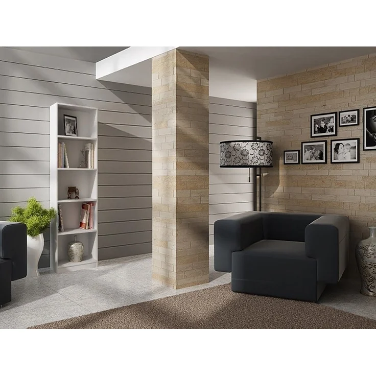 Home Collective Bücherregal Aktenregal Standregal Raumteiler weiß mit 5 offenen Fächern, aus MDF Holz, Breite 40 cm – Bild 2