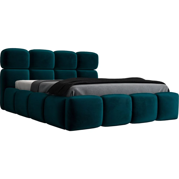 Polsterbett MAROKO 90x200 mit Matratze, Bettkasten und Lattenrost. Farbe: Pfau 36 – Bild 3