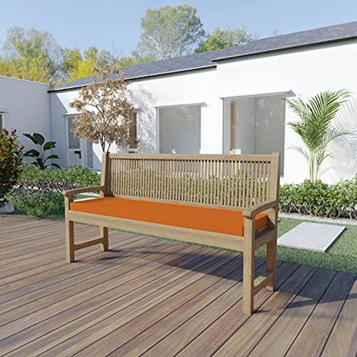 chilly pilley Bankkissen Bankauflage Polsterauflage Reißverschluss mit Schlaufen Kissen für Gartenbank Gartenbankauflage für Gartenmöbel Sitzkissen & Rückenkissen Outdoor (120 x 40 x 5 cm, Orange) – Bild 2