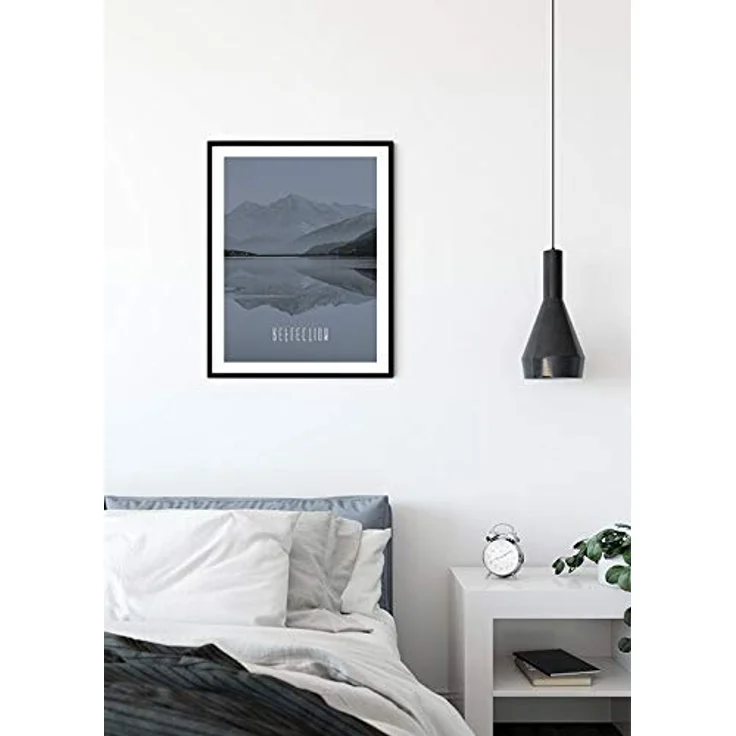 Komar Word Lake Reflection Steel, Wandbild auf Premium-Poster Fotopapier, 40 x 50 cm, ohne Rahmen, fotorealistischer Kunstdruck – Bild 3