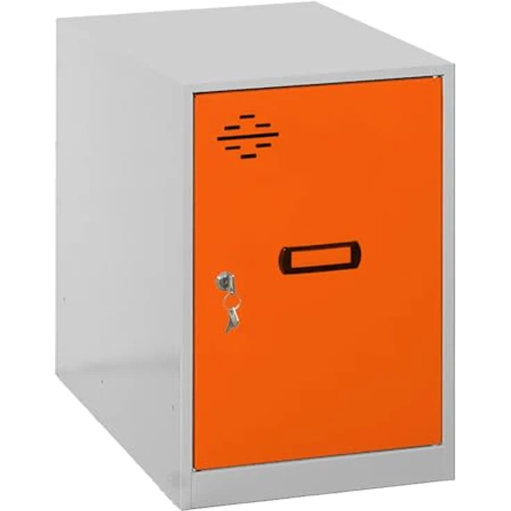 Simon Rack Simonlocker Kommode, klein, 475 x 400 x 500 mm, Amario aus Metall, inkl. Schlüssel, Grau/Orange – Bild 2