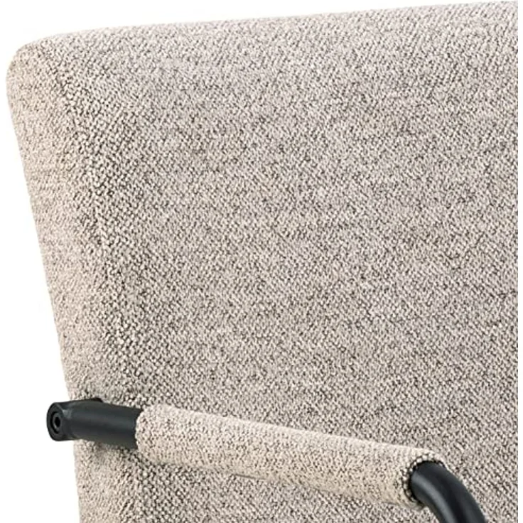 AC Design Furniture Adeline Esszimmerstühle 2er Set, Esszimmerstühle mit Armlehnen, Schwingstühle, Freischwinger, Gepolsterte Küchenstühle in Beige Bouclé-Sitzbezug mit Schwarzem Metallschwingfuß – Bild 7