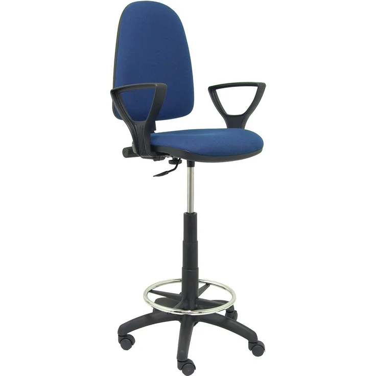 Piqueras y Crespo T04CP Ergnomischer Hocker, höhenverstellbar, mit Fußstütze Marineblau