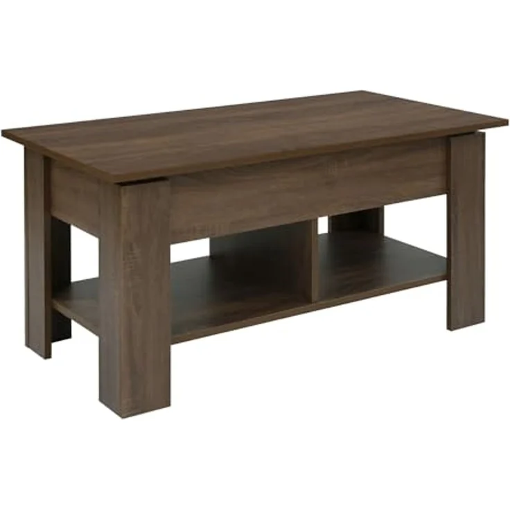 FurnitureR Moderner Couchtisch in Holzmaserung mit griffloser Schublade & klarer Linienführung für Wohnzimmer – Bild 5