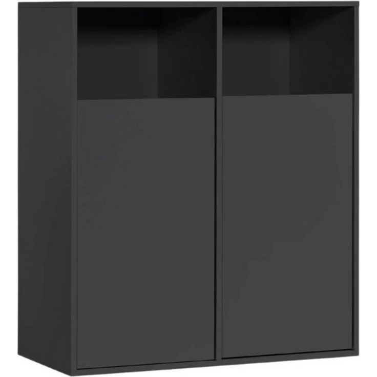 mokebo Wäscheschrank Der Wäschehüter (2-türig) Wäschekorb oder Wäschesammler mit Magnetverschluss in Schwarz – Bild 4