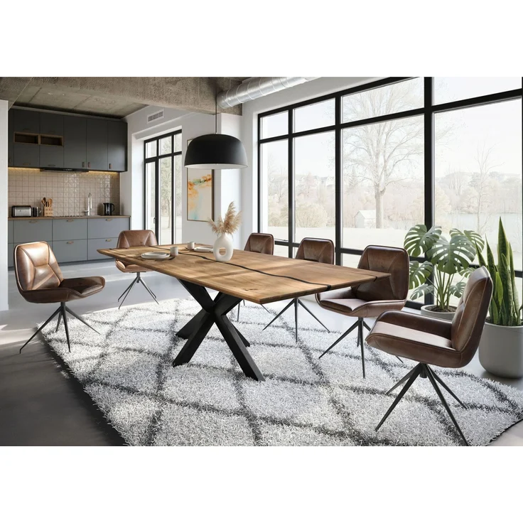 Esstisch Mango 240x100x74 natur lackiert / Epoxid schwarz, Kreuzgestell anthrazit matt EPOXY – Bild 10