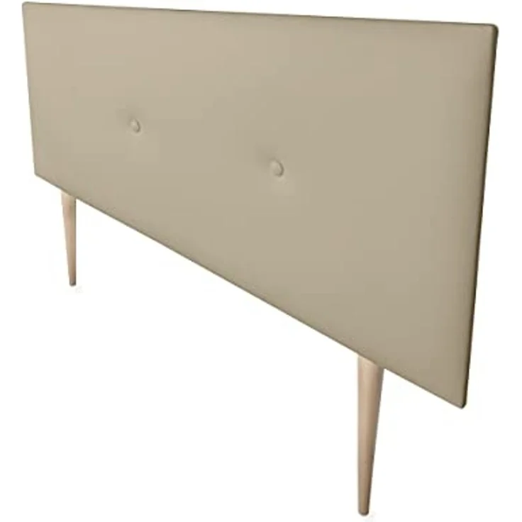 Dreaming Online - Kopfteil mit Polsterung, Modell Mailand, mit Beinen, Bezug aus hochwertigem Kunstleder, Holz Lederimitat, beige, 90 x 60 cm (Cama 80) – Bild 5