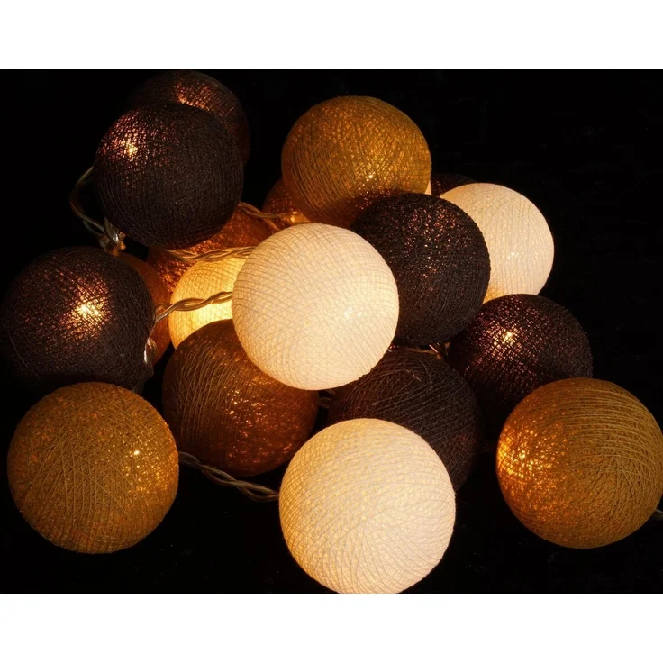 Guru-Shop LED-Lichterkette Stoff Ball Lichterkette, 20`er LED Kugel.. – Bild 4