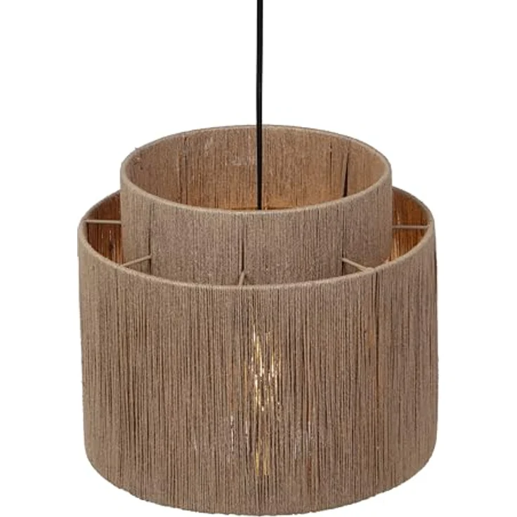 TRIO Smilla Pendelleuchte, 31cm schwarz mit braunem Seil, E27 LED geeignet, für Wohnzimmer und Schlafzimmer – Bild 4