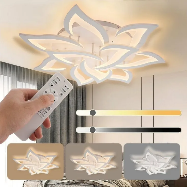 oyajia Deckenleuchte 10 Köpfe LED Deckenleuchte 82cm, Blumenförmiges Wohnzimmer Deckenlampe, LED fest integriert