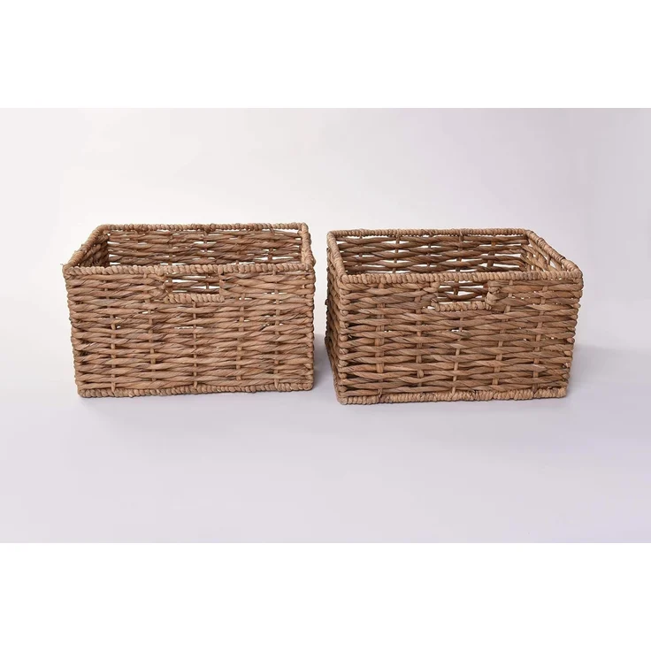 VIVANNO Regalkorb Wasserhyazinthe KIRA 2er Set, Natur Geflochten 35,50x25x20 cm – Bild 4