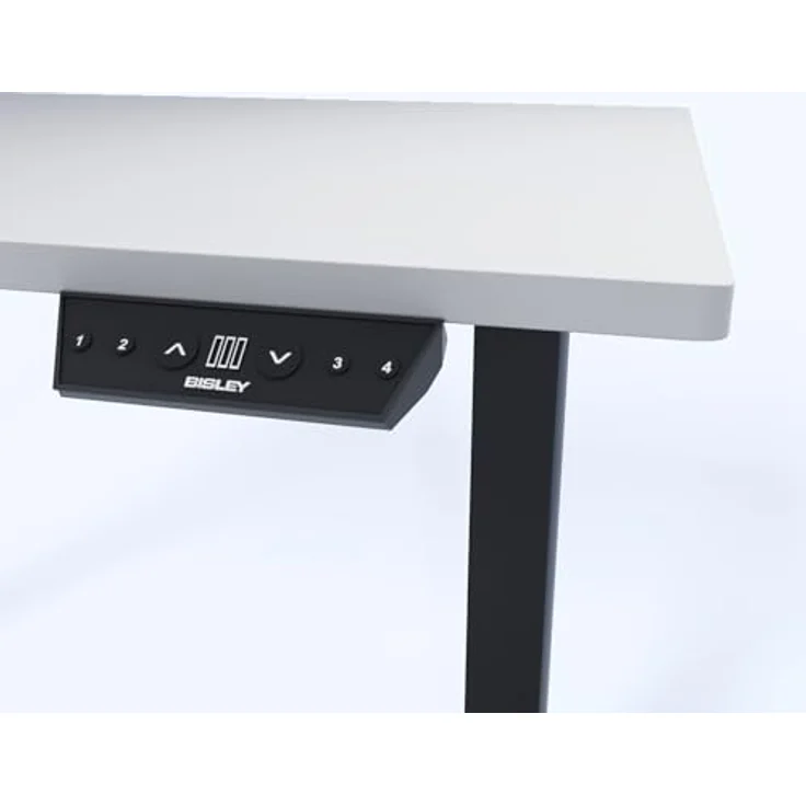 Bisley E-StarterTech, 2 Säulen, Maße Säule 45x75/50x80 mm, MFC Tischplatte, hochwertig und langlebig, Maße: H 25 x B 1400 x T 800 mm, Farbe: Gestell 333 schwarz Platte 007 lichtgrau – Bild 2