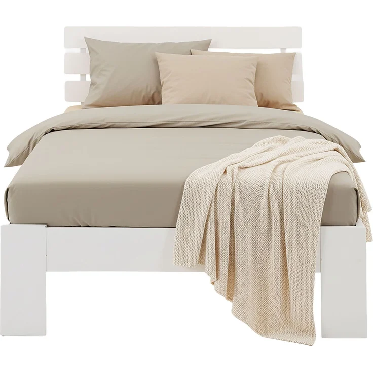 Einzelbett Holzbett 90x200 mit Lattenrost Weiß Kiefer Bett Bettgestell Massivholz – Bild 9