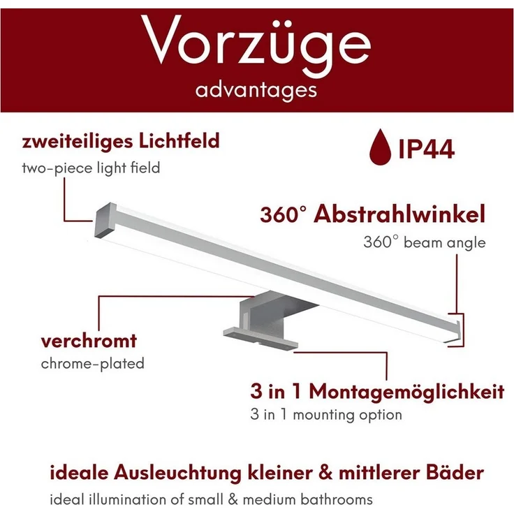 kalb LED Spiegelleuchte Sandro LED Spiegelleuchte Badleuchte Spiegellampe 410mm, neutralweiß – Bild 2