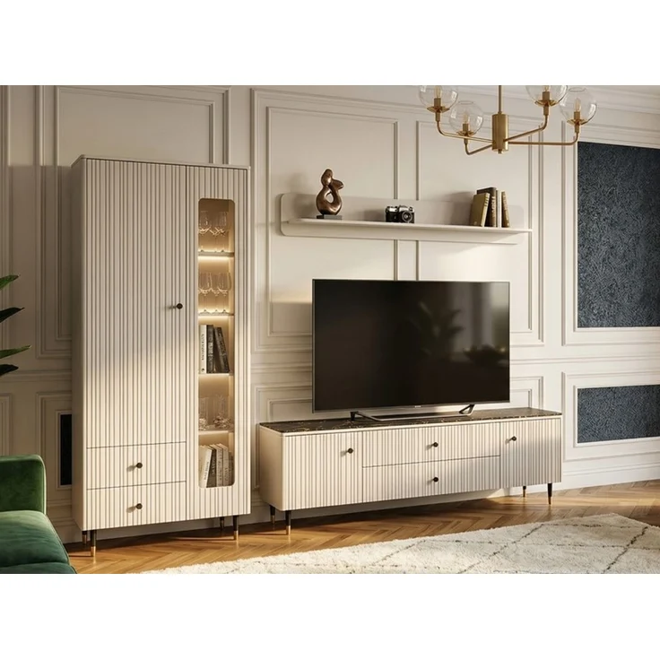 SIERRA Wohnwand Set A 3-teilig, Cashmere/Marmoroptik – Bild 2