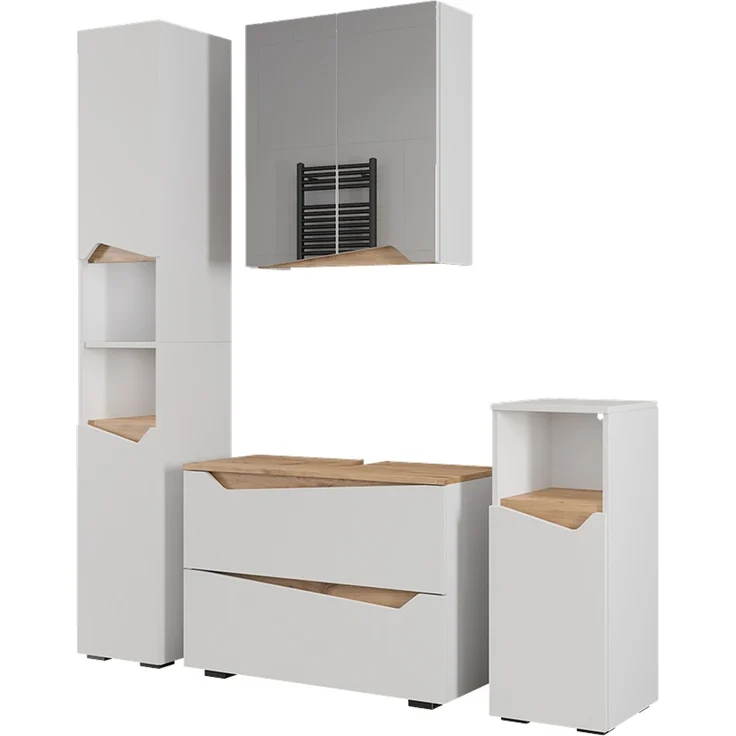 Badmöbel-Set Marelle Weiß/Artisan-Eiche 4-teilig Vicco – Bild 1