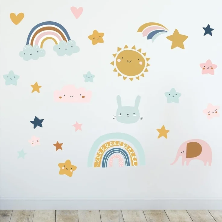 Sunnywall Wandtattoo Wandsticker - Baby Elements - Wandtattoo Kinderzimmer Baby (6 St), konturgeschnitten – Bild 1