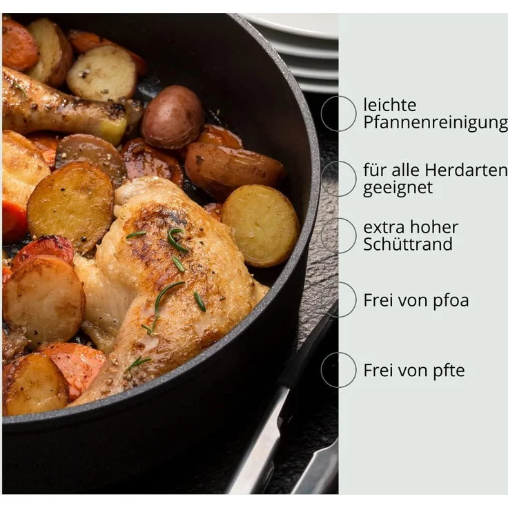 Pfannen Bratpfannen Pfannenset Cerafit Plasma Antihaft Beschichtung Genius NEU Hochrandpfanne Ø28cm + Glasdeckel 24691 – Bild 6