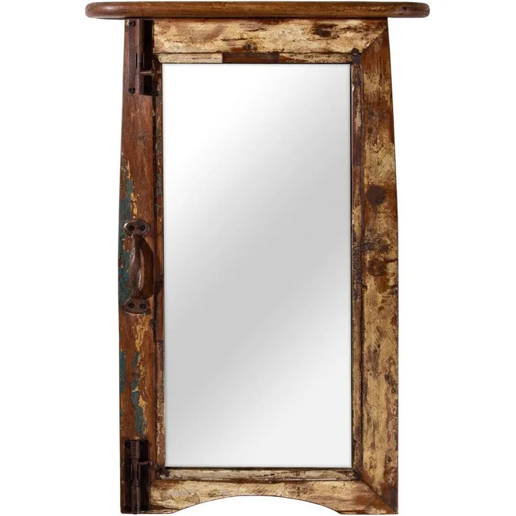 Wandspiegel Fenster mit Ablage Altholz antik
