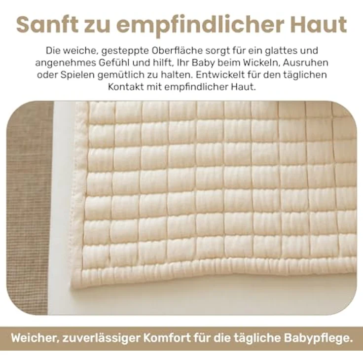 Little Dedi Plain Earth Ivory Wickelmatte 50 x 85 cm - OCS zertifizierte Bio-Baumwolle, neutrale beige Wickelunterlage - Minimalistisches Kinderzimmer, Nahtlos, Wendbar – Bild 6
