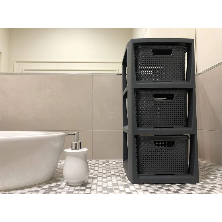 BranQ Regal 1725, Rattanregal mit 3 Körben 3x7L – Bild 5