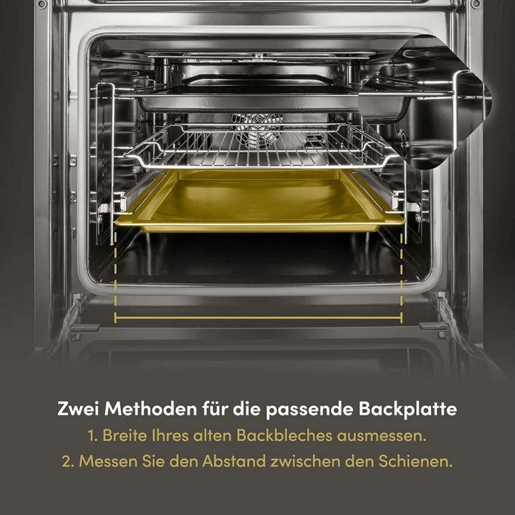Hoffmann Germany Backblech Backplatte tief passend für z.B. Miele – Made in Germany, Aluguss, (1-St, 1x Backplatte tief 447x360 mm), Aluguss, 4,5 cm Rand, Antihaft, kein Backpapier nötig, 250°C – Bild 2